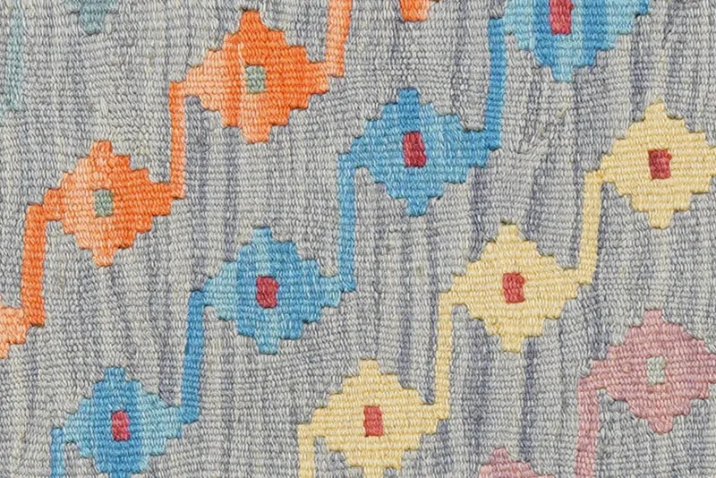 Kelim Gashgai · Handgewebt – Grau, 192x85 cm