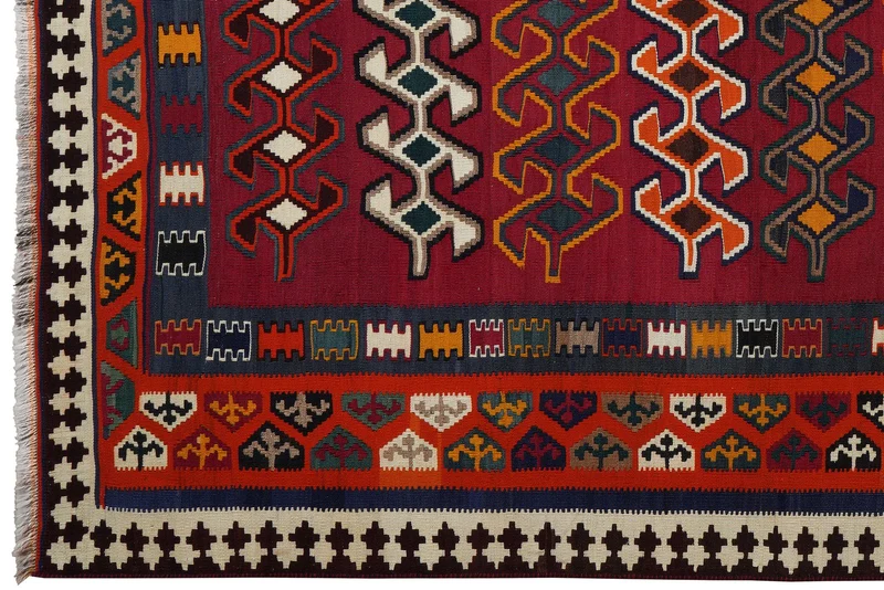 Kelim Gashgai Old · Handgewebt – Rot, 254x163 cm