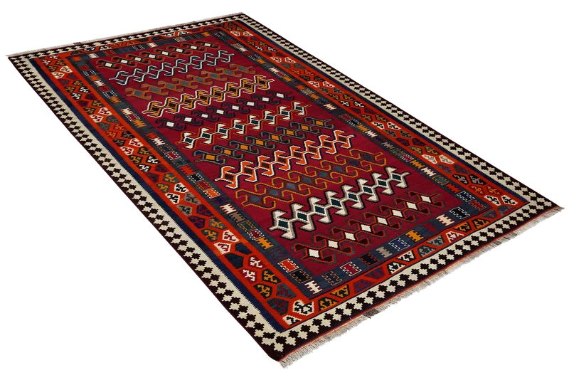Kelim Gashgai Old · Handgewebt – Rot, 254x163 cm