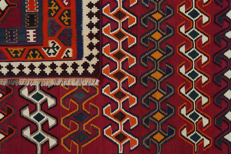 Kelim Gashgai Old · Handgewebt – Rot, 254x163 cm