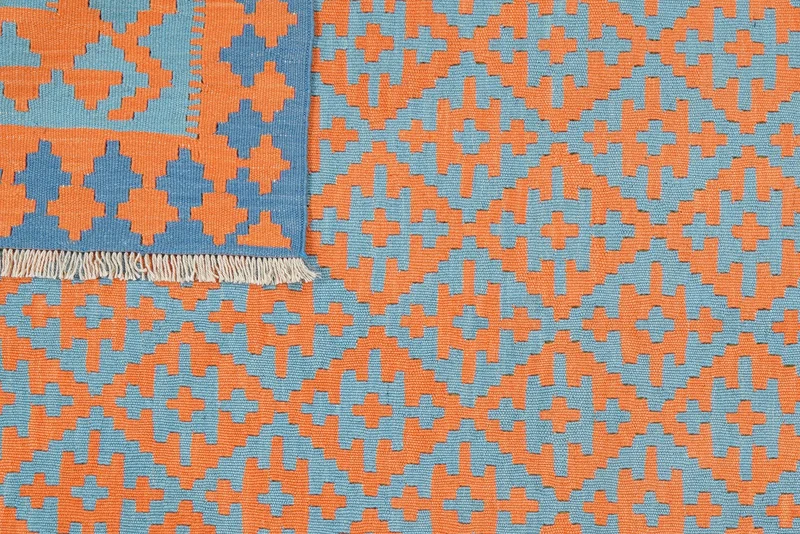 Kelim Gashgai · Handgewebt – Orange, 197x153 cm