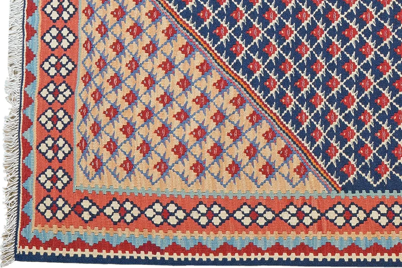 Kelim Senneh · Handgewebt – Blau, 195x152 cm
