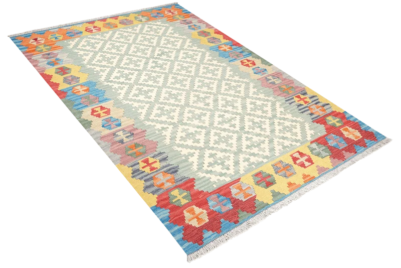 Kelim Gashgai · Handgewebt – Beige, 182x125 cm