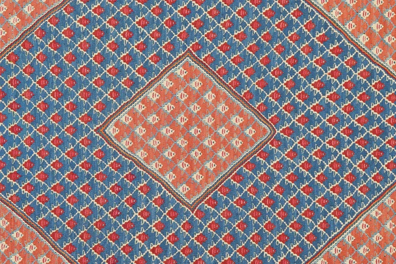 Kelim Senneh · Handgewebt – Blau, 198x154 cm