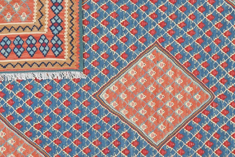 Kelim Senneh · Handgewebt – Blau, 198x154 cm