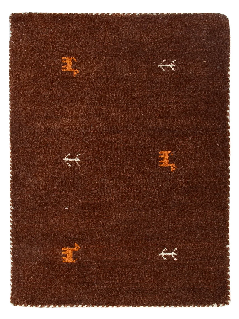 Loribaft Loom Teppich 60x90cm - Wollteppich - dunkelbraun