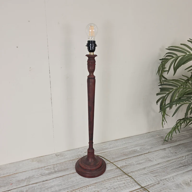 Große Tischlampe Holz Rotbraun Lampe Gebraucht vintage