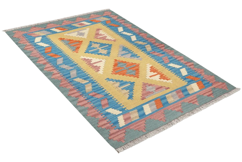 Kelim Gashgai · Handgewebt – Gelb, 117x83 cm