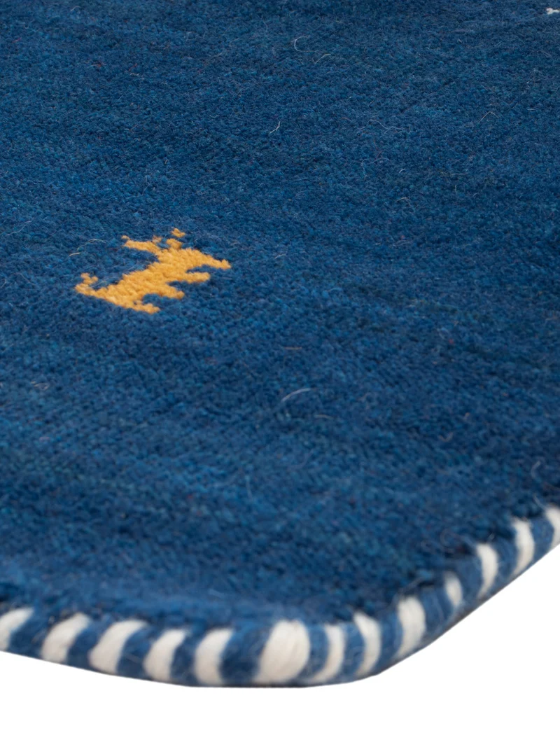 Loribaft Loom Teppich 60x90cm - Wollteppich - blau
