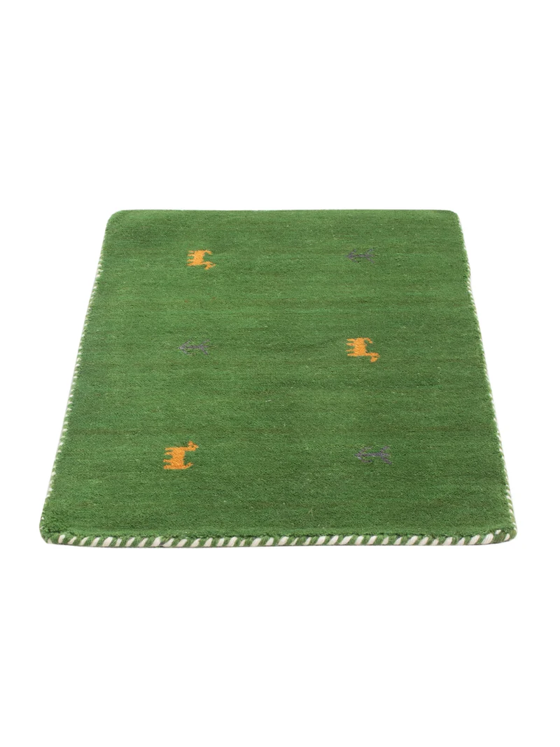 Loribaft Loom Teppich 60x90cm - Wollteppich - grün