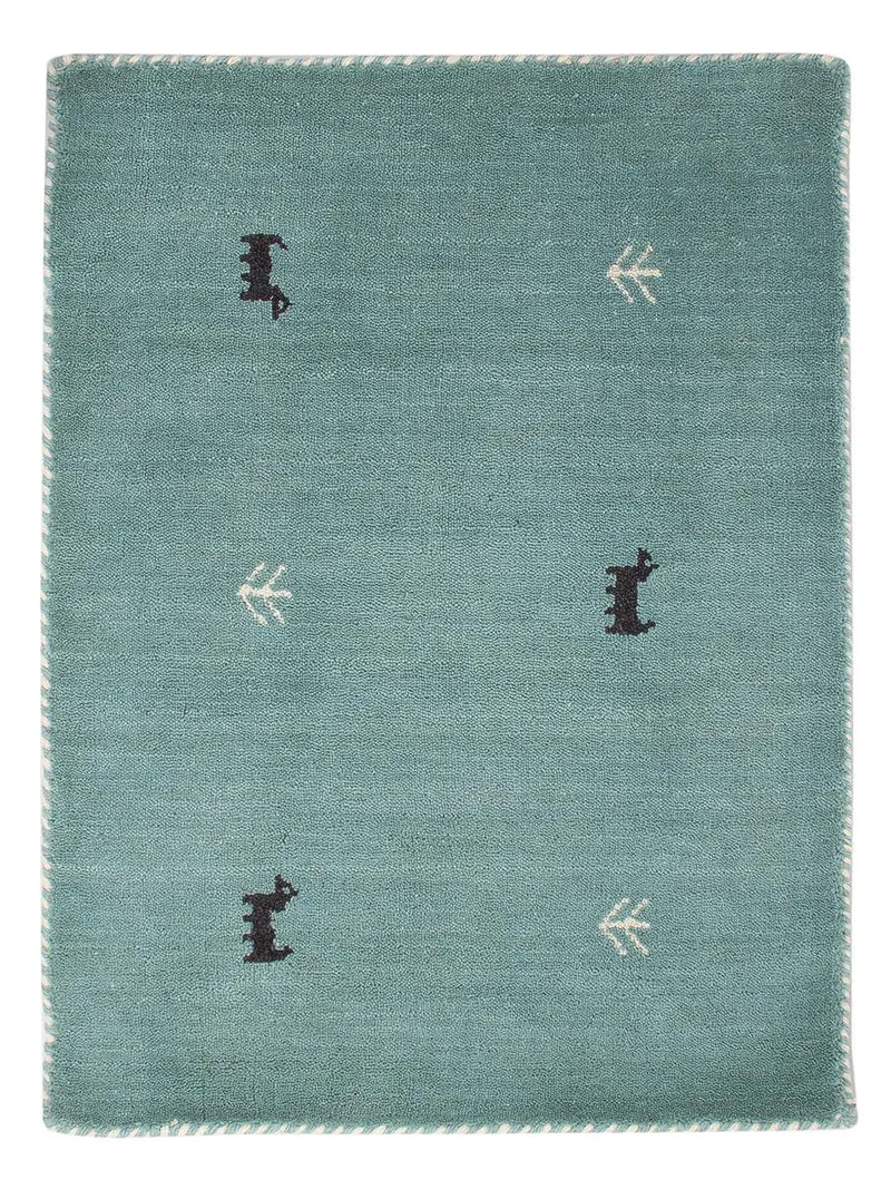 Gabbeh Teppich Softy 60x90cm - Wollteppich - türkis