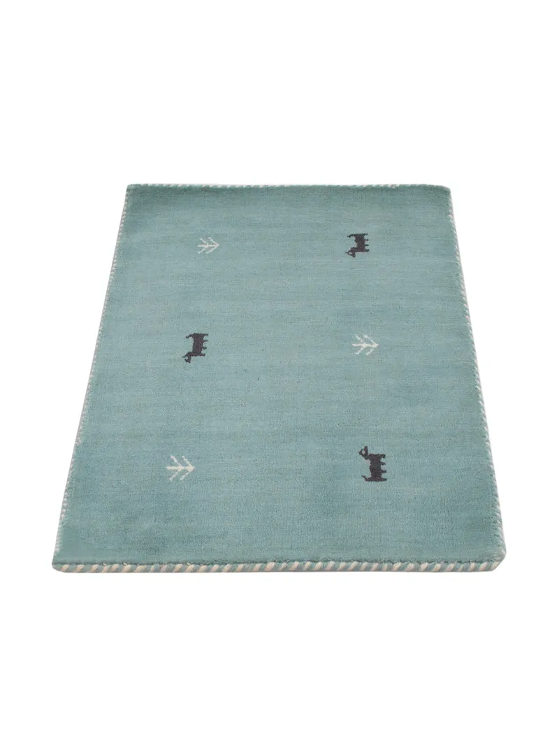 Gabbeh Teppich Softy 60x90cm - Wollteppich - türkis