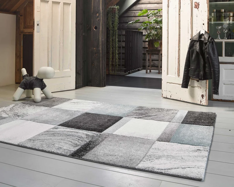 Teppich Kurzflor Grau Silber Blau "Mirage" WECONhome