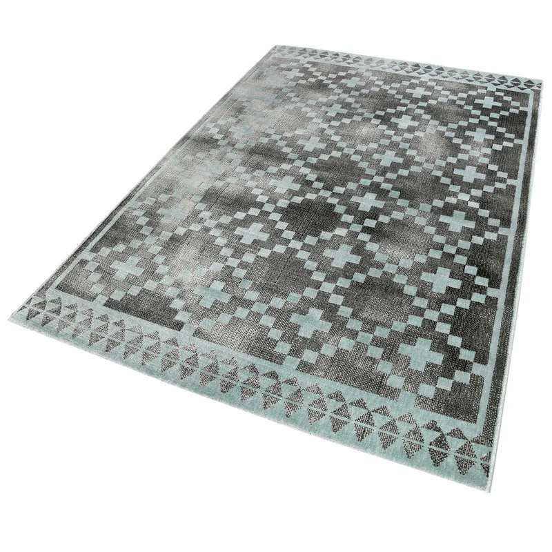 Teppich Grau Türkis Kurzflor "Pleasure 2.0" WECONhome