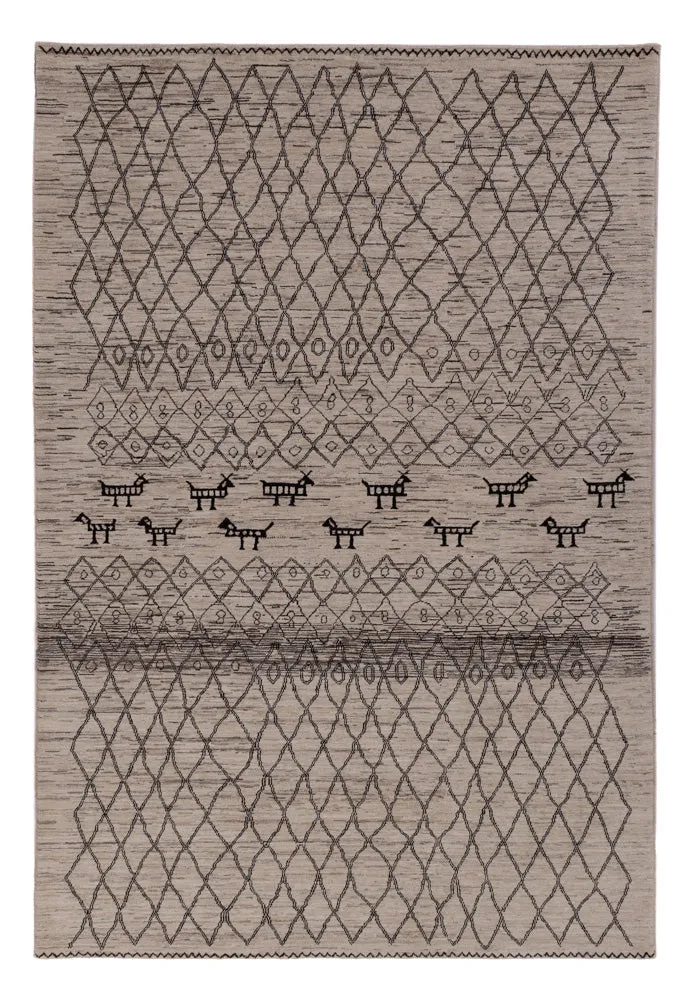 Berber Teppich 201x296cm - Wollteppich - grau