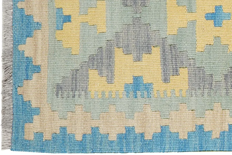 Kelim Gashgai · Handgewebt – Grün, 241x62 cm