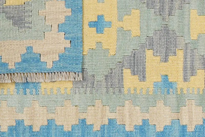 Kelim Gashgai · Handgewebt – Grün, 241x62 cm