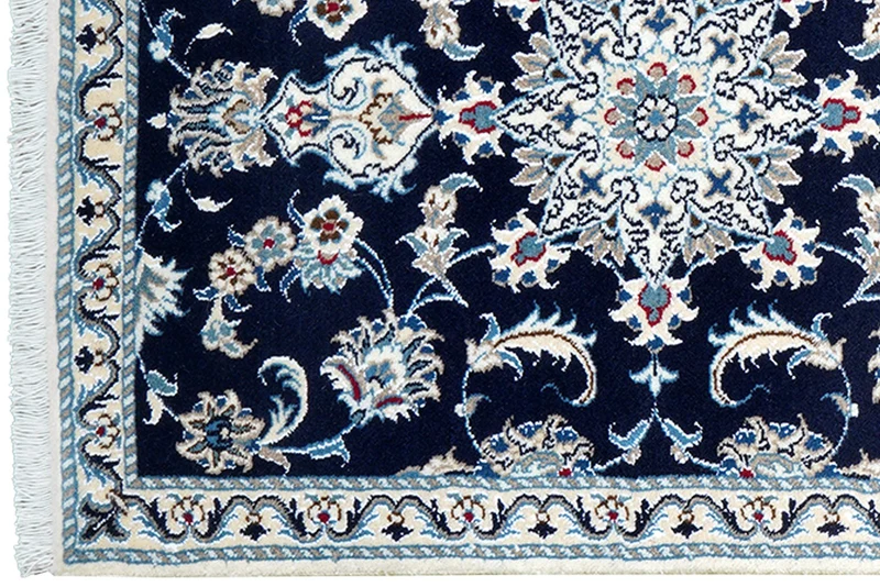 Nain 12La · Handgeknüpft – Blau, 290x77 cm
