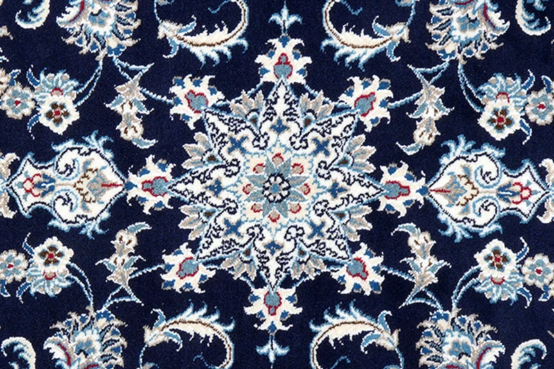 Nain 12La · Handgeknüpft – Blau, 290x77 cm