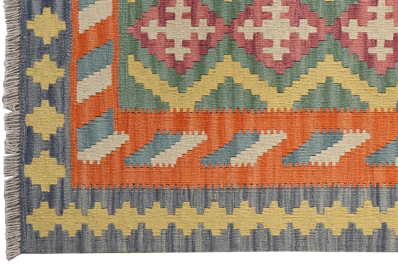Kelim Gashgai · Handgewebt – Grün, 197x86 cm