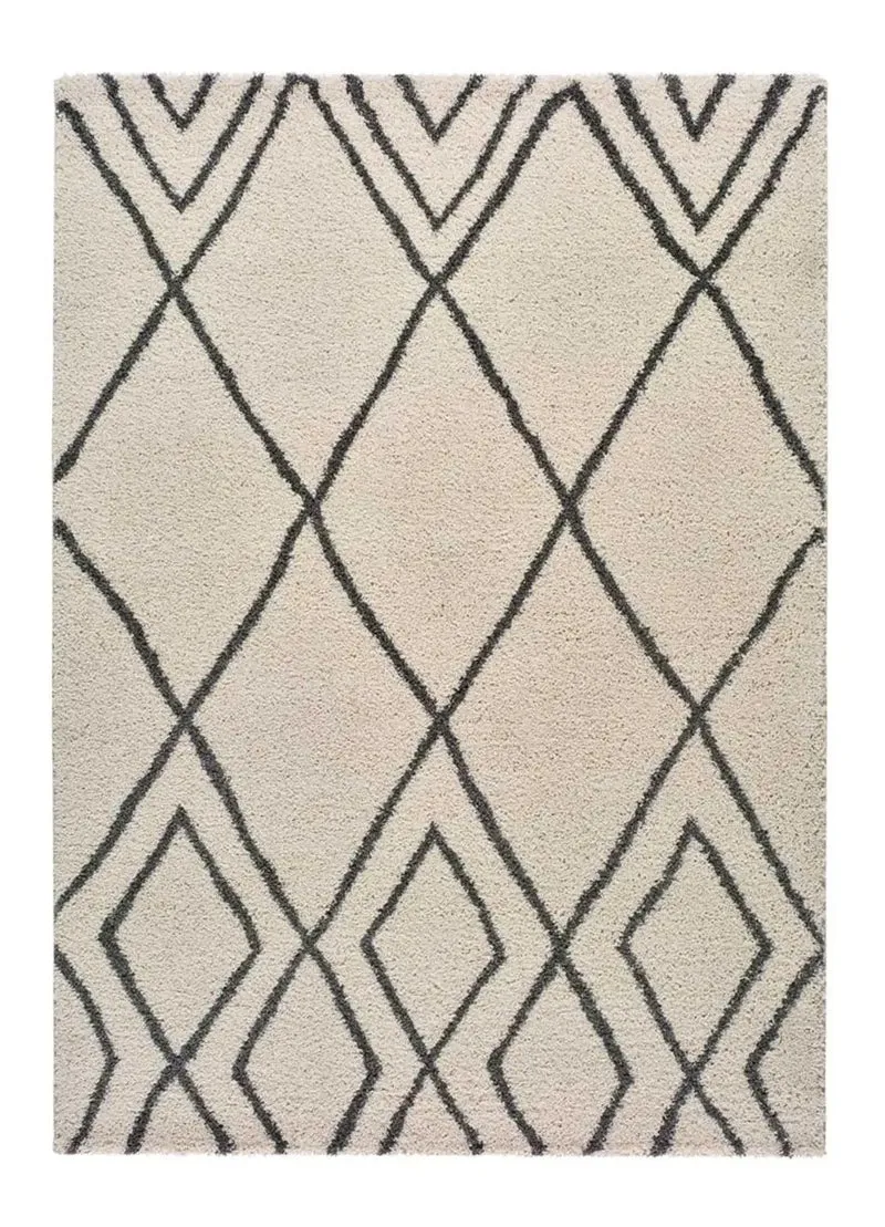 Alfombra shaggy con motivos étnicos Atlas 8637 Blanco