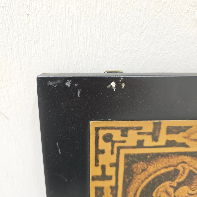 Wandbilld Quadratisch 60x60 Schwarz Gold Asiatischer Stil Vogel Deko