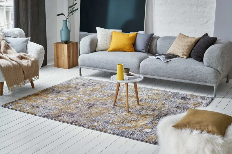 Esprit Teppich Grau Gold Kurzflor "Vintage Feels"