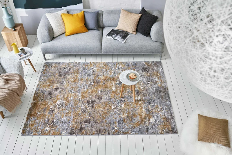 Esprit Teppich Grau Gold Kurzflor "Vintage Feels"