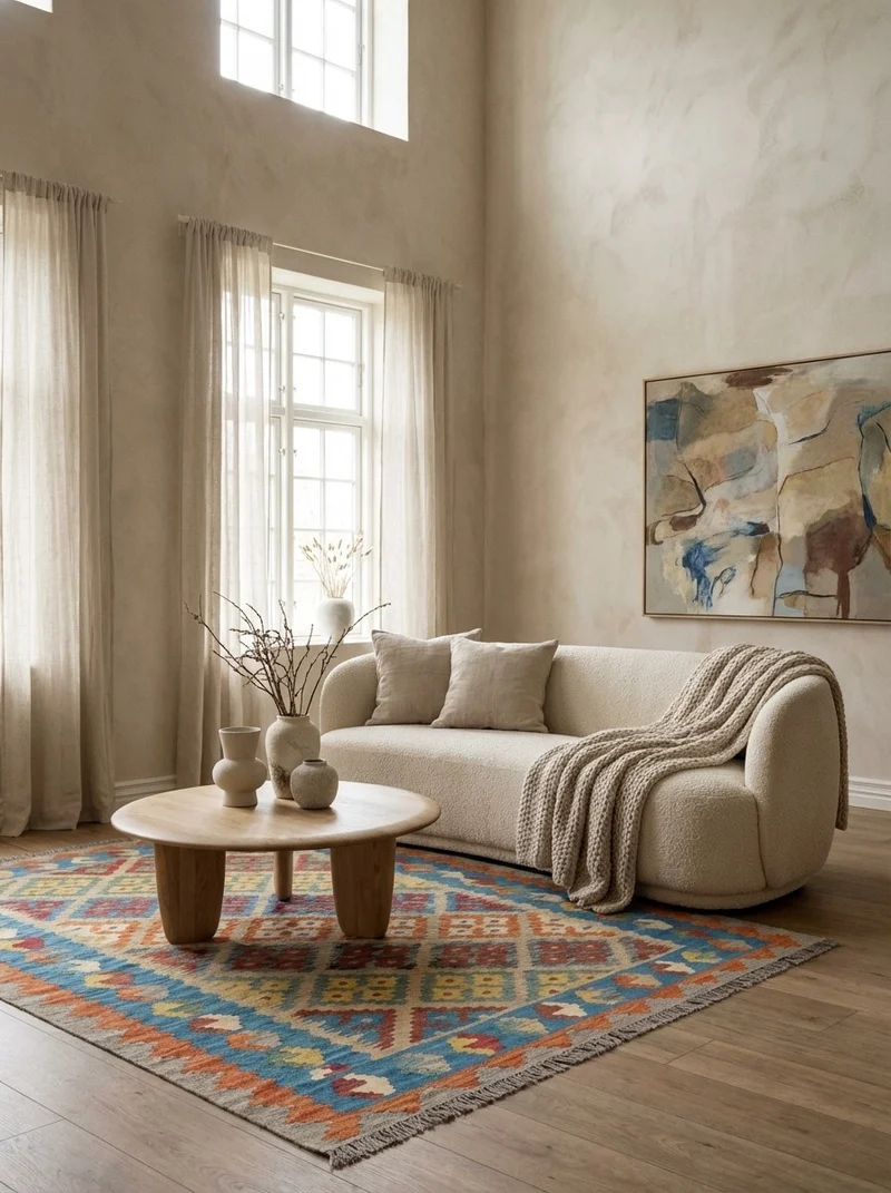 Kelim Gashgai · Handgewebt – Beige, 180x130 cm