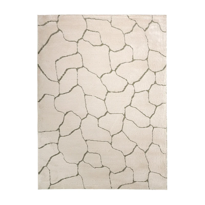 Teppich Wohnzimmer - Yune Stone Creme Grün