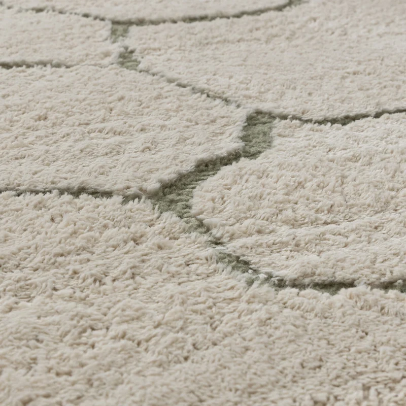Teppich Wohnzimmer - Yune Stone Creme Grün