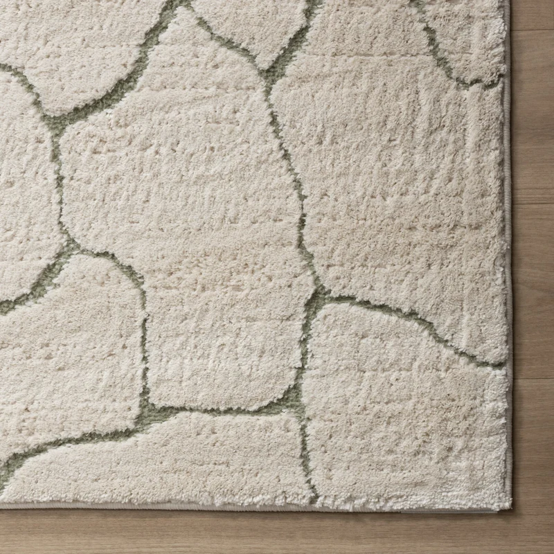 Teppich Wohnzimmer - Yune Stone Creme Grün