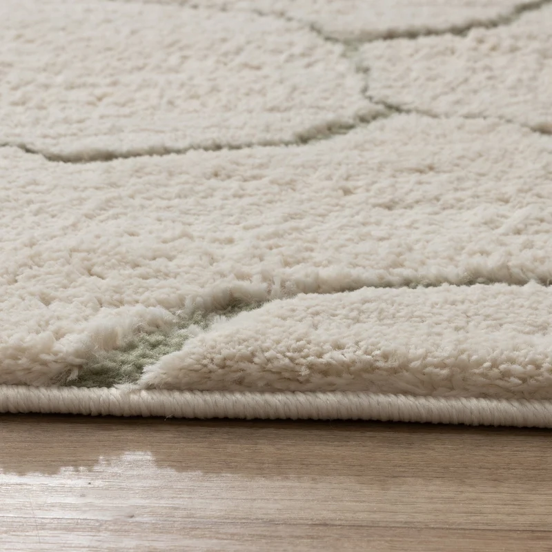 Teppich Wohnzimmer - Yune Stone Creme Grün