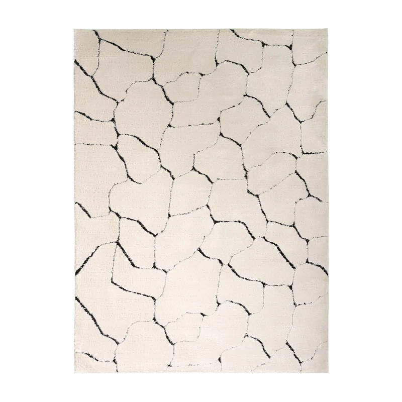 Teppich Wohnzimmer - Yune Stone Creme Schwarz