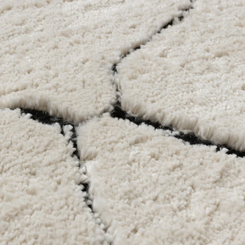 Teppich Wohnzimmer - Yune Stone Creme Schwarz