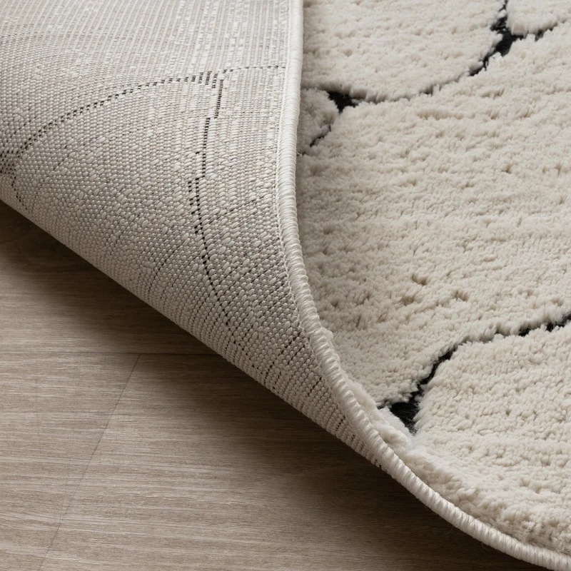 Teppich Wohnzimmer - Yune Stone Creme Schwarz