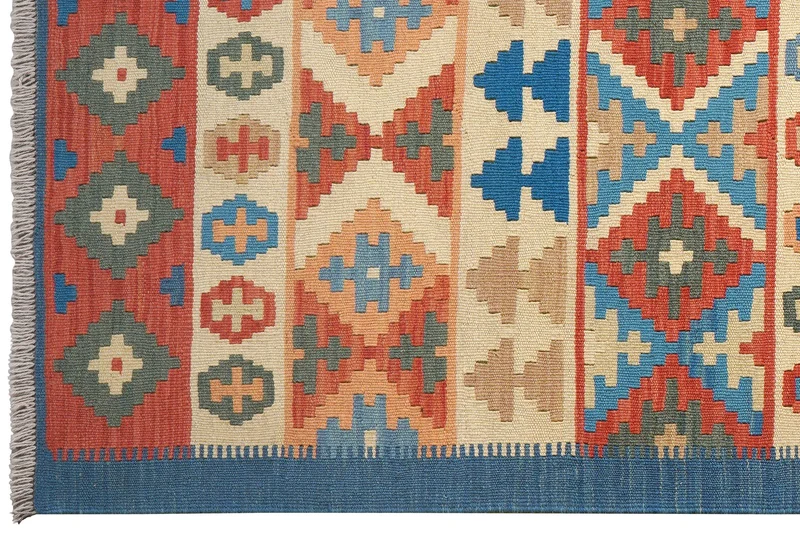 Kelim Gashgai · Handgewebt – Beige, 243x83 cm