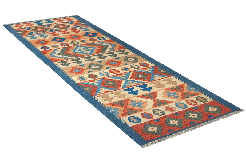 Kelim Gashgai · Handgewebt – Beige, 243x83 cm