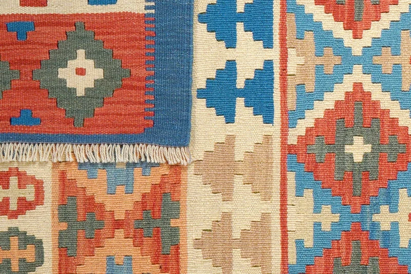 Kelim Gashgai · Handgewebt – Beige, 243x83 cm