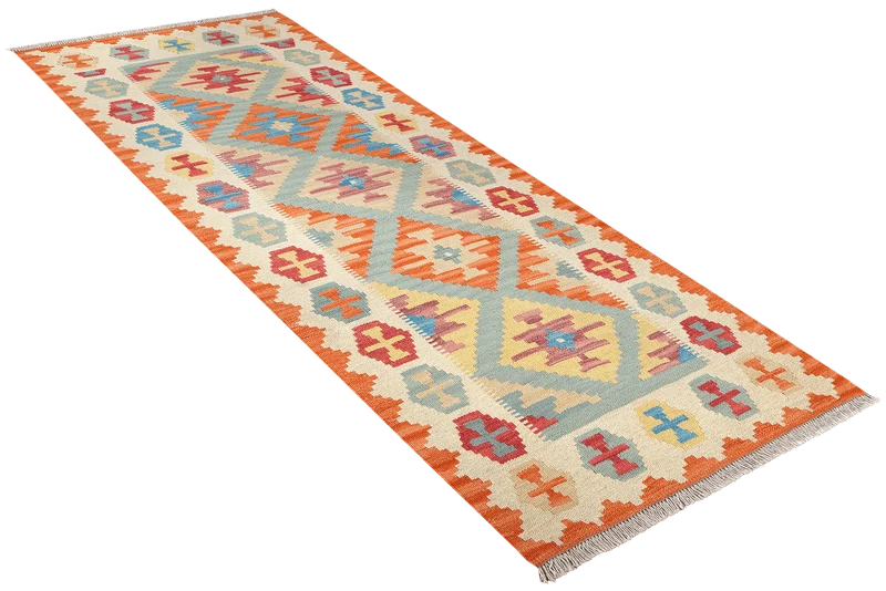 Kelim Gashgai · Handgewebt – Grün, 200x83 cm