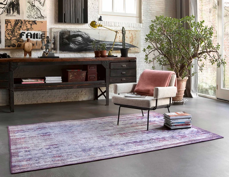 Teppich Vintage Grau Lila Blau Orange "Embrace" WECONhome