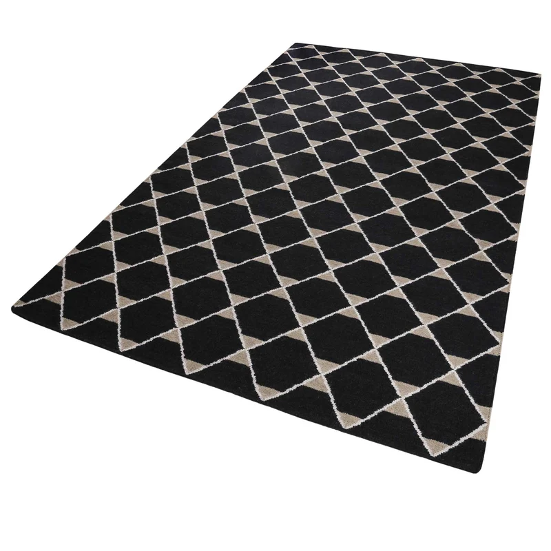 Esprit Kelim Teppich Schwarz aus Wolle "Aaron"