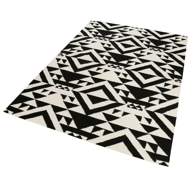 Kelim Teppich Schwarz Creme Weiß aus Wolle "Black Mellow" Accessorize