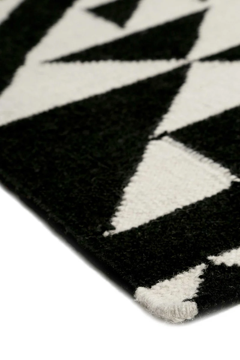 Kelim Teppich Schwarz Creme Weiß aus Wolle "Black Mellow" Accessorize