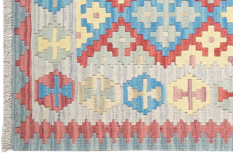 Kelim Gashgai · Handgewebt – Blau, 239x84 cm