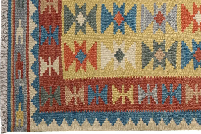 Kelim Gashgai · Handgewebt – Gelb, 202x89 cm
