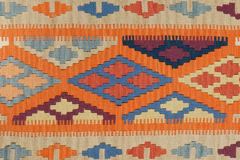 Kelim Gashgai · Handgewebt – Orange, 198x82 cm