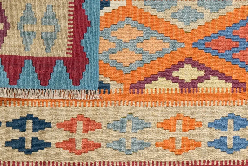 Kelim Gashgai · Handgewebt – Orange, 198x82 cm