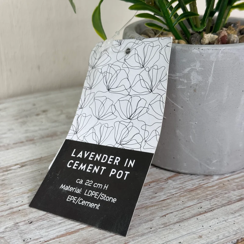 Künstliche Pflanze Lavendel im Zementtopf Deko Blume Rosa