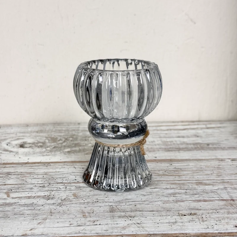 Duo Kerzenhalter Teelichthalter Transparent Klar Glas Wendbar Deko